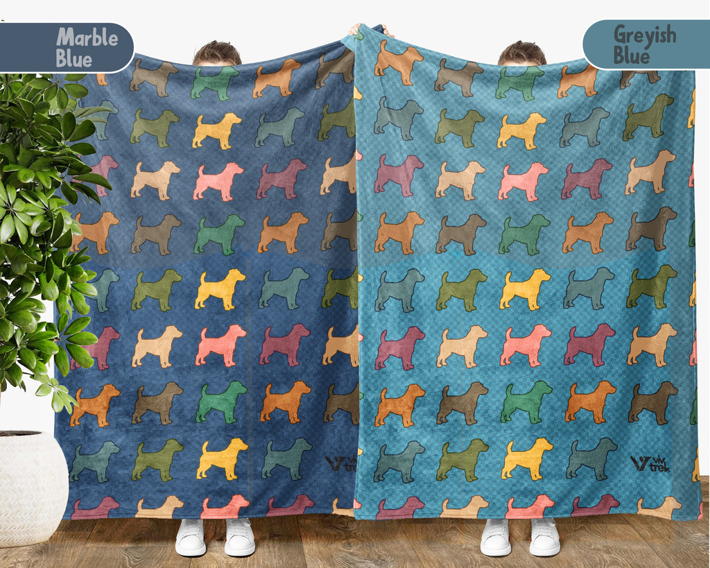 Retro Jack Russell Terrier Throw Blanket for Couch, Puppy Lover Gift, JRT Cozy Home Decor and Soft Canine Accent