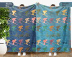 Custom Name Ski Lover Blanket Winter Sports Throw Cozy Personalized Gift Soft Snow Adventure Decor for Cabin Home
