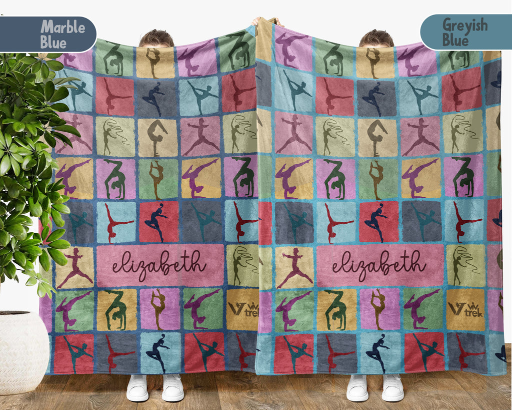 Personalized Gymnastics Blanket Cozy Custom Name Throw Soft Sports Decor Unique Gymnast Gift for Fans and Athletes