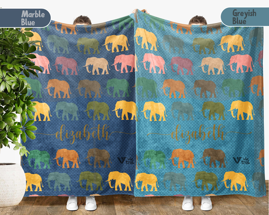 Custom Nane Elephant Blanket – Personalized Cozy Throw for Wildlife Fans
