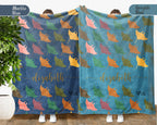 Custom Name Stingray Blanket, Cozy Retro Ocean Throw for Sea Life Lovers