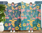 Floral Ice Hockey Blanket – Cozy Sports Fan Throw Gift