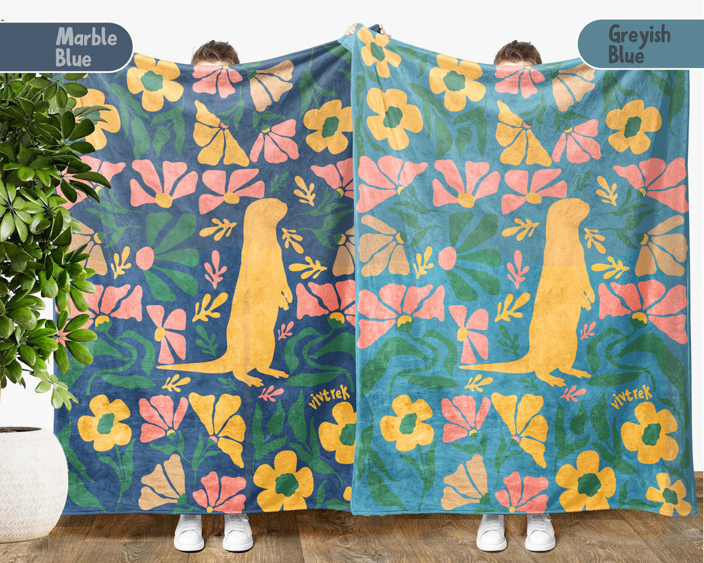 Floral Otter Blanket – Cute Wildflower Cozy Throw Gift
