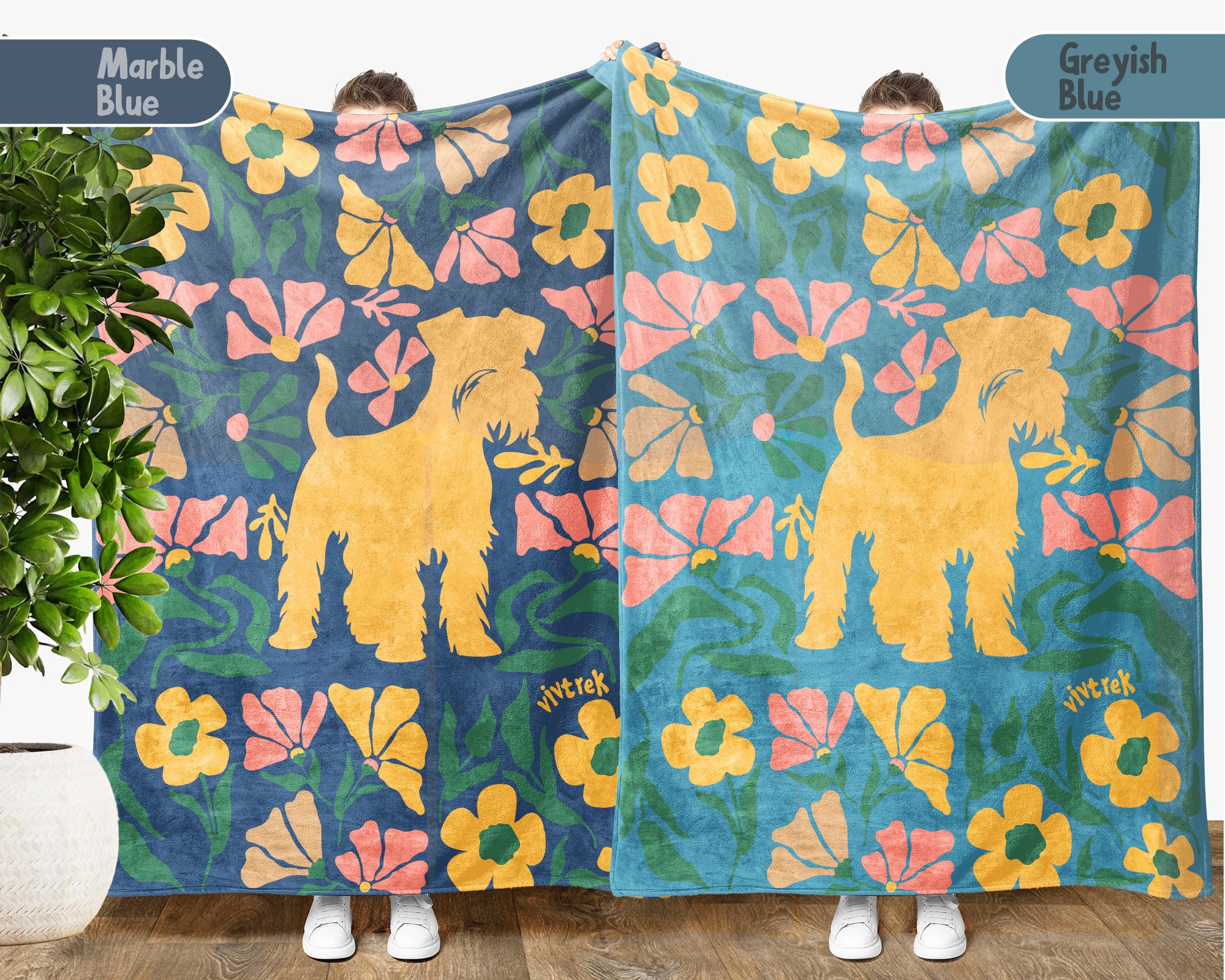 Miniature Schnauzer Blanket – Cozy Floral Dog Lover Throw