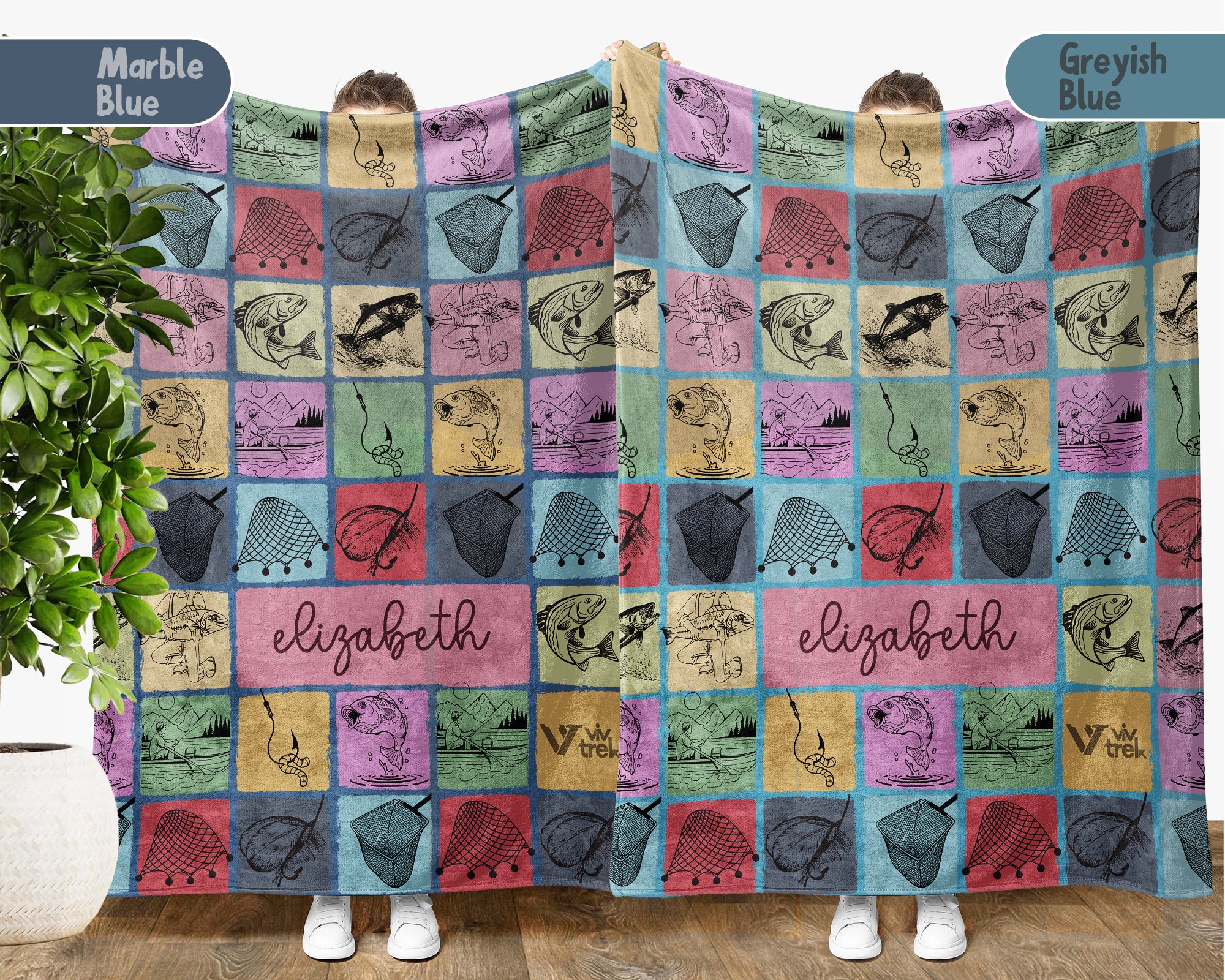 Personalized Fishing Blanket, Custom Angler Throw, Cozy Outdoor Gift Decor for Fishermen and Lake House Spaces