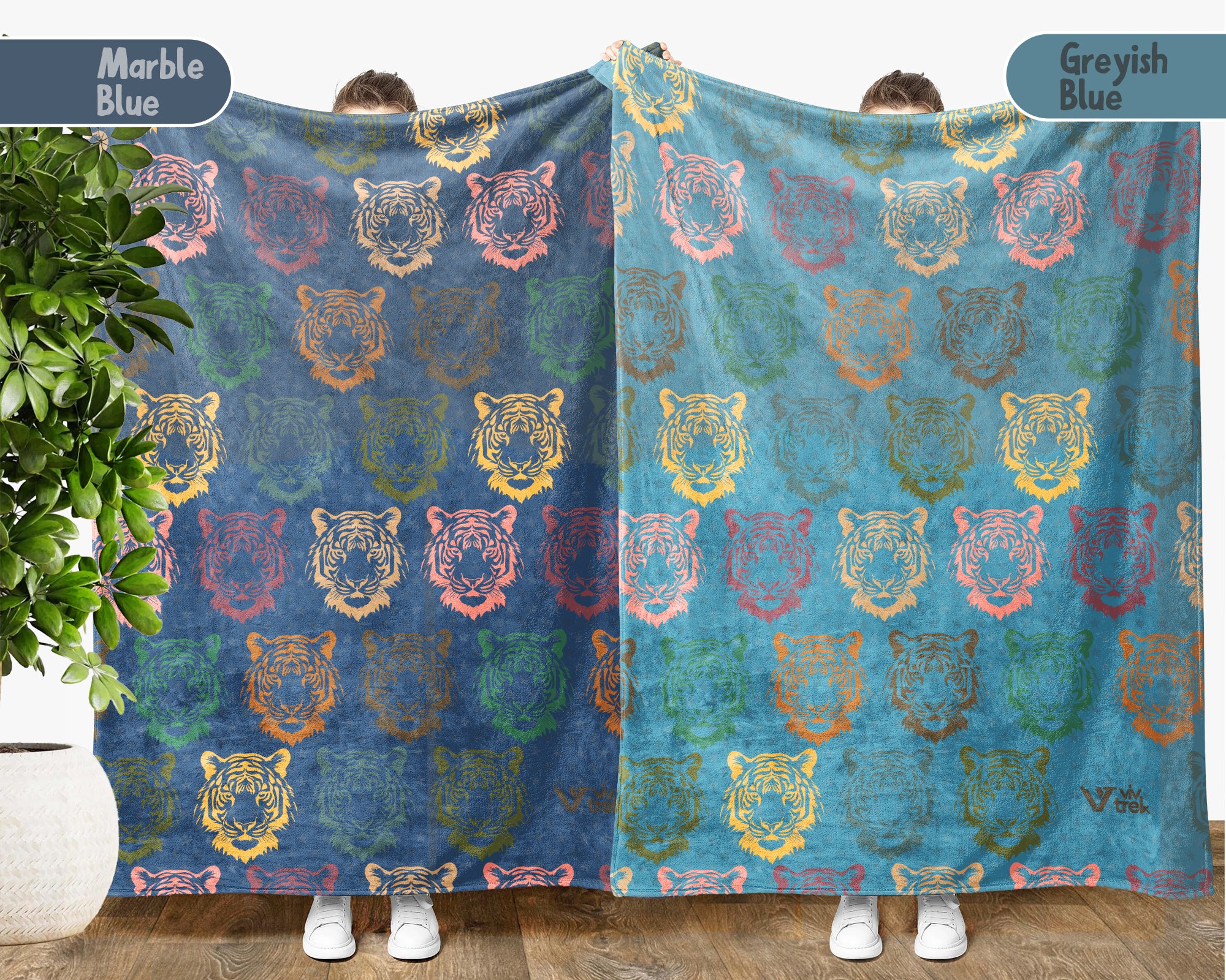 Retro Tiger Blanket Jungle Animal Throw Cozy Big Cat Graphic Decor Vintage Style Gift Wildlife Lover Home Accent