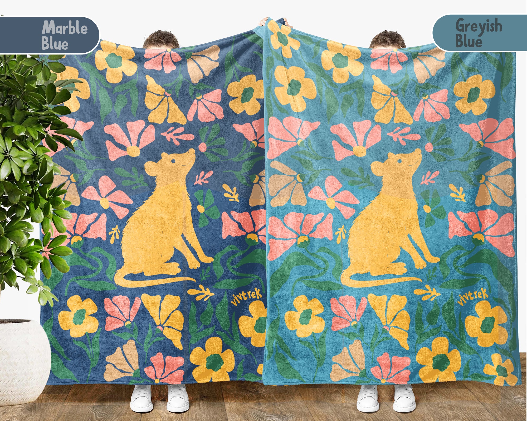 Floral Possum Blanket – Cozy Vintage Opossum Lover Throw Gift