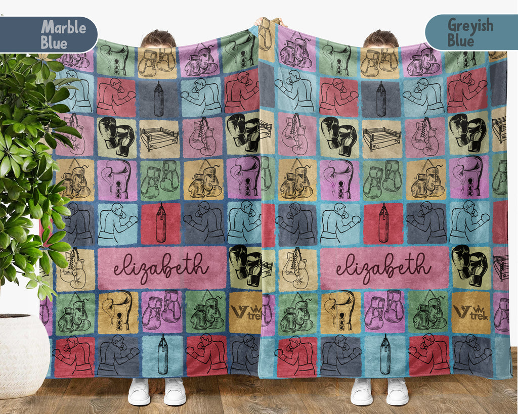 Personalized Boxing Blanket Cozy Custom Name Throw Soft Sports Decor Unique Boxing Lover Gift for Fans and Athletes