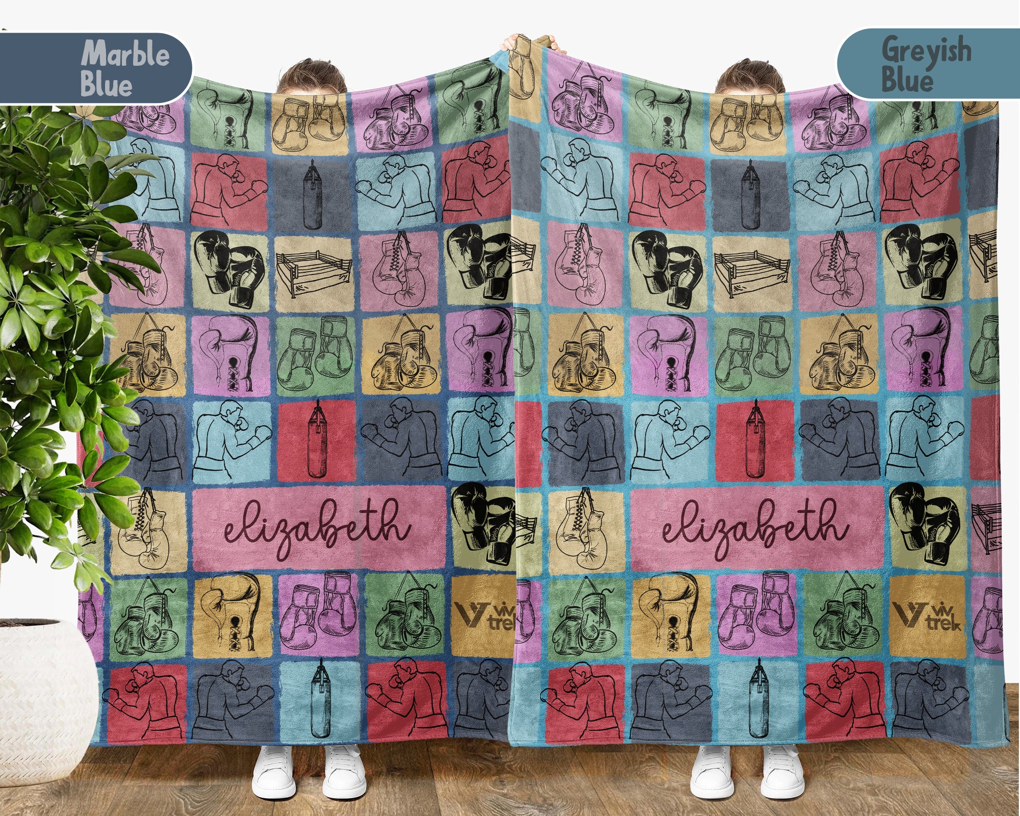 Personalized Boxing Blanket Cozy Custom Name Throw Soft Sports Decor Unique Boxing Lover Gift for Fans and Athletes