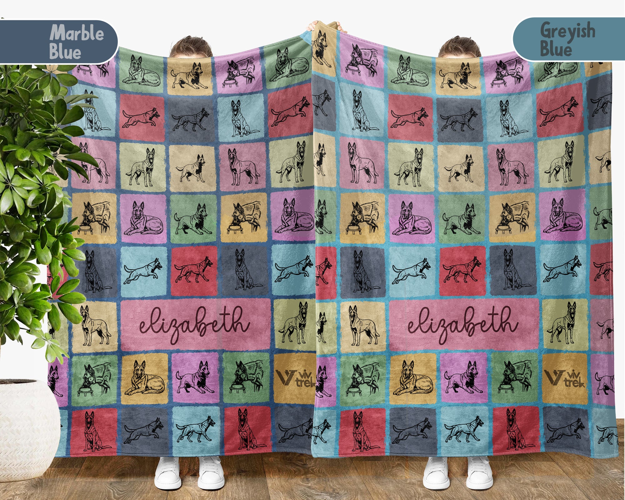 Custom Belgian Malinois Blanket Personalized Name Working Dog Throw Retro K9 Police Dog Gift Unique Cozy Home Decor Accent