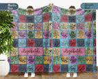 Custom Octopus Lover Blanket Personalized Name Retro Sea Animal Throw Cozy Ocean Creature Fleece Gift Marine Life Home Decor Accent