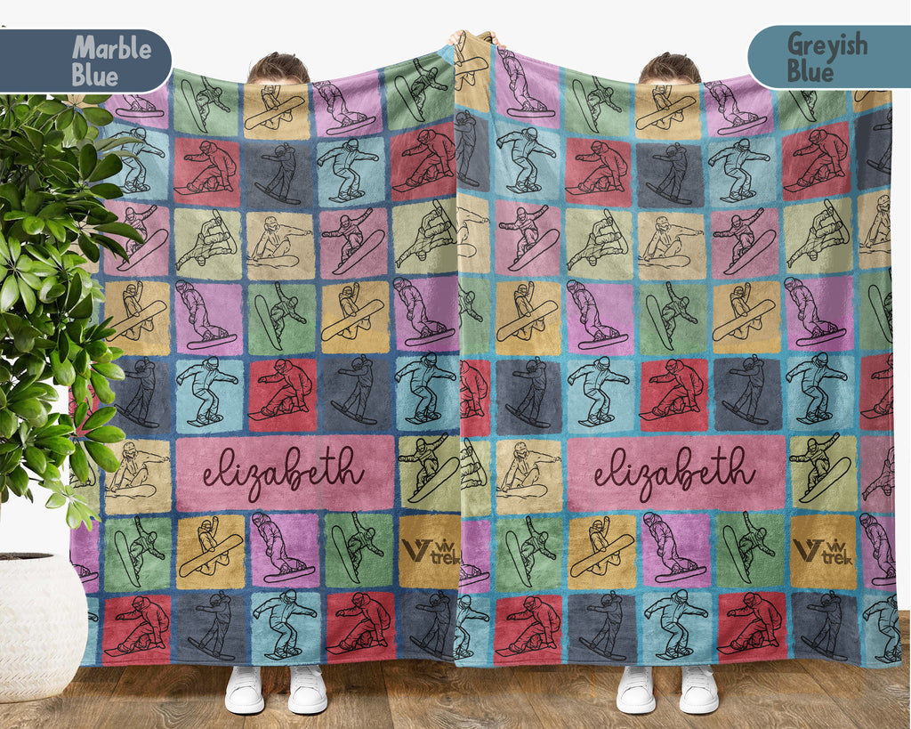 Personalized Snowboarding Blanket – Custom Name Winter Sports Cozy Throw