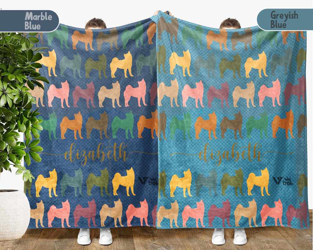 Personalized Shiba Inu Dog Blanket Custom Name Retro Puppy Throw Cozy Dog Lover Gift Cute Pet Home Decor Blanket