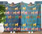 Personalized Shiba Inu Dog Blanket Custom Name Retro Puppy Throw Cozy Dog Lover Gift Cute Pet Home Decor Blanket