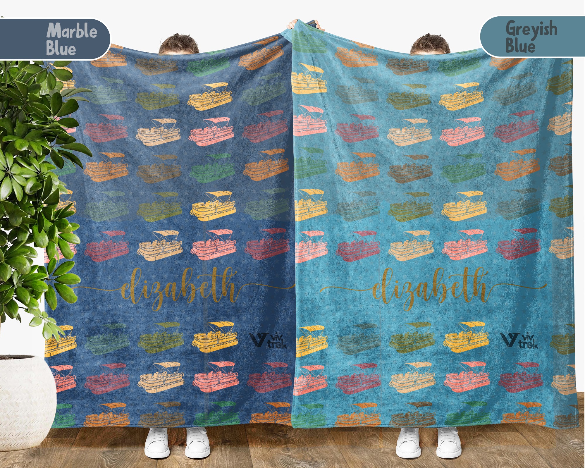 Personalized Pontoon Boat Blanket – Custom Name Cozy Nautical Throw
