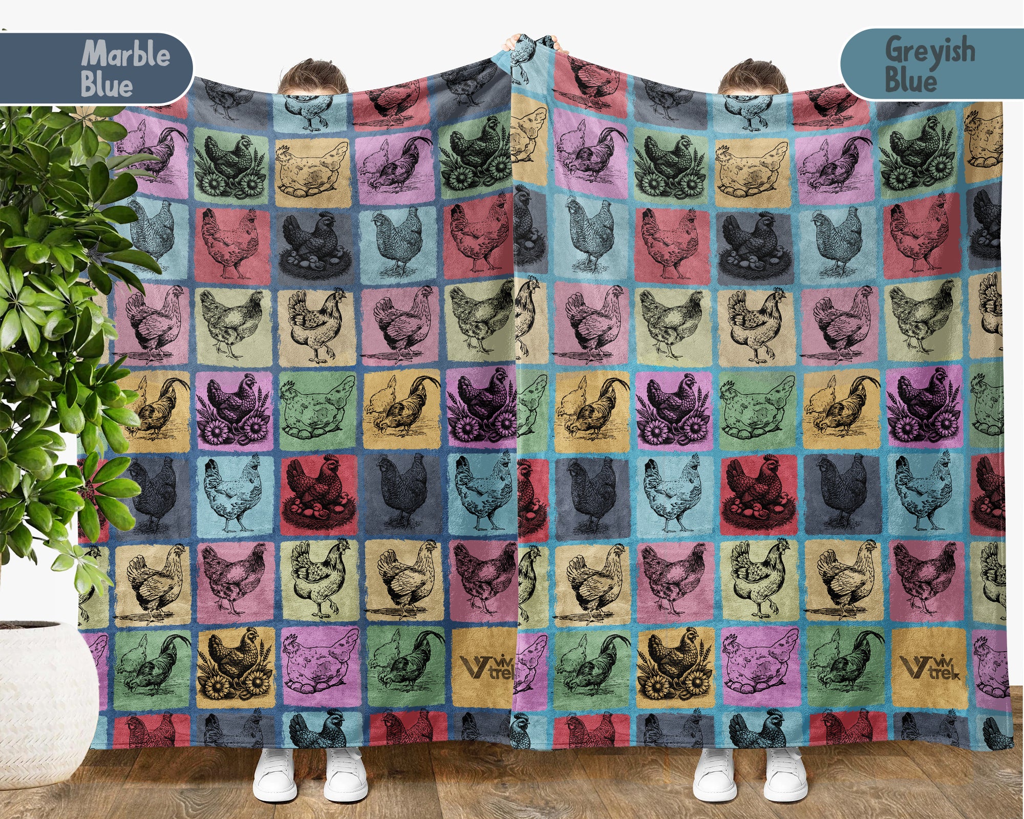 Vintage Chicken Blanket – Cozy Farmhouse Animal Lover Throw