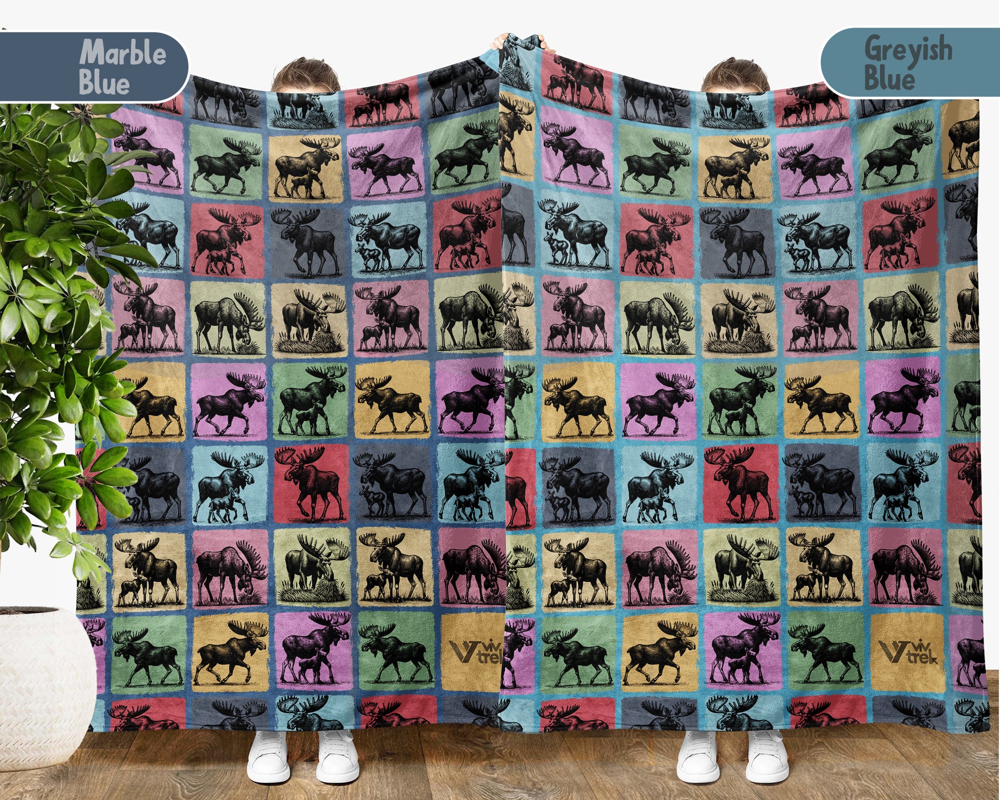 Vintage Moose Throw Blanket – Cozy Wildlife Gift for Animal Lovers