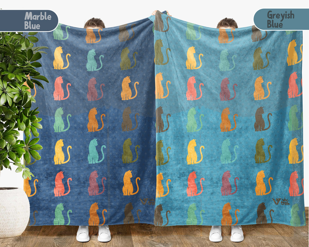Retro Cat Lover Blanket Cute Kitty Throw Cozy Pet Gift Soft Cat Decor Unique Feline Home Accent for Animal Lovers