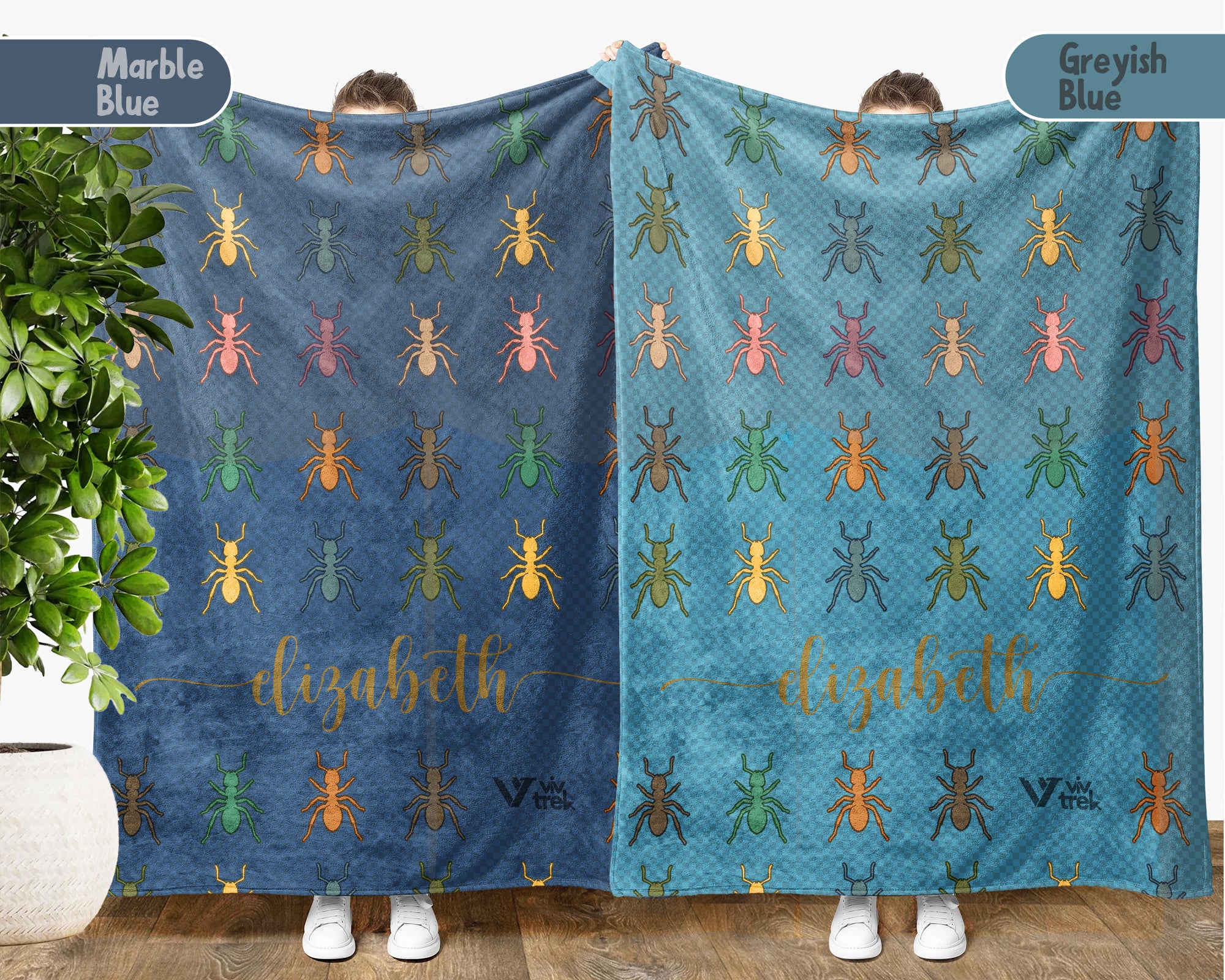 Personalized Ant Insect Throw Custom Name Bug Lover Blanket Retro Ant Farm Design Science Nature Entomologist Gift Home Accent