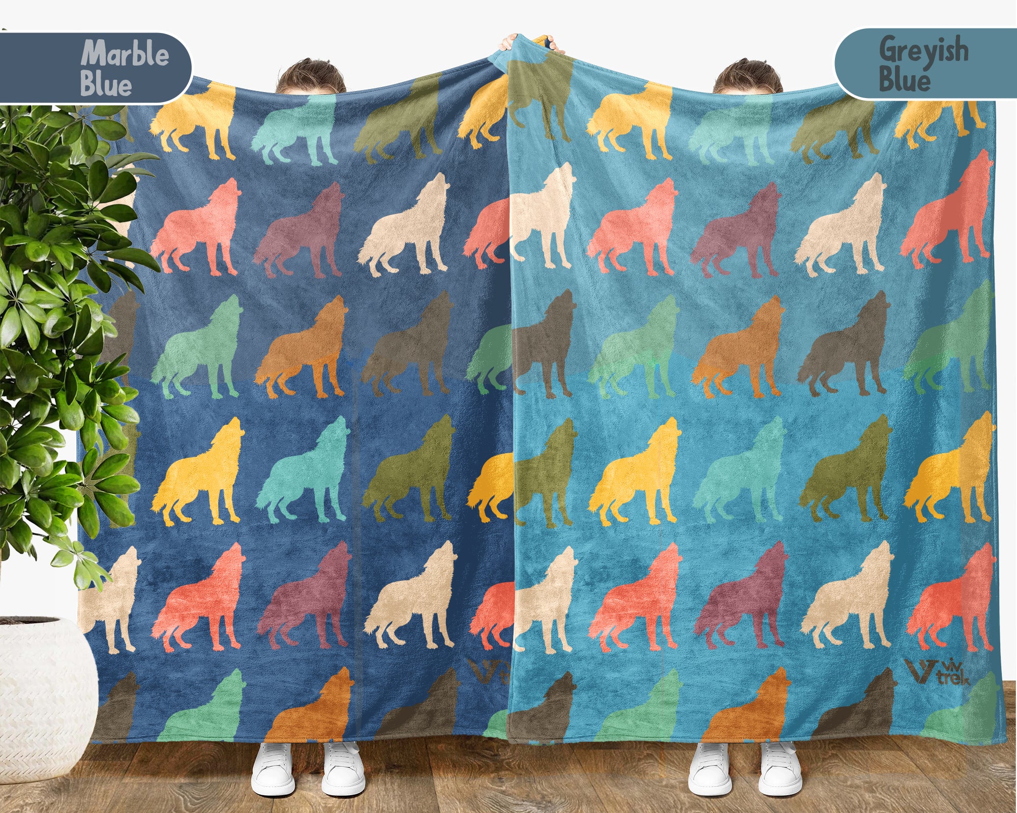 Retro Wolf Blanket Gift for Animal Lovers, Cozy Wildlife Throw, Forest Inspired Decor Accent for Bedroom and Living Spaces