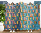 Retro Reading Lover Blanket Cozy Book Throw for Readers Soft Fleece Library Inspired Decor Unique Bookworm Gift