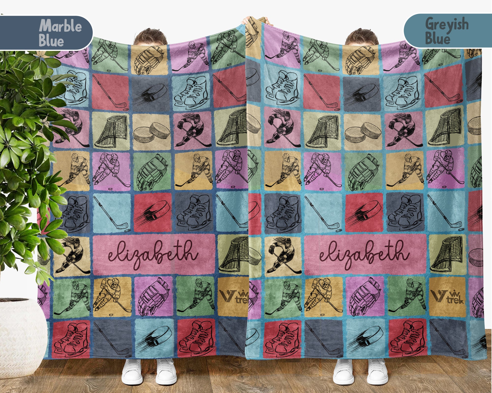 Personalized Ice Hockey Blanket Cozy Custom Name Throw Soft Sports Decor Unique Hockey Lover Gift for Fans and Players