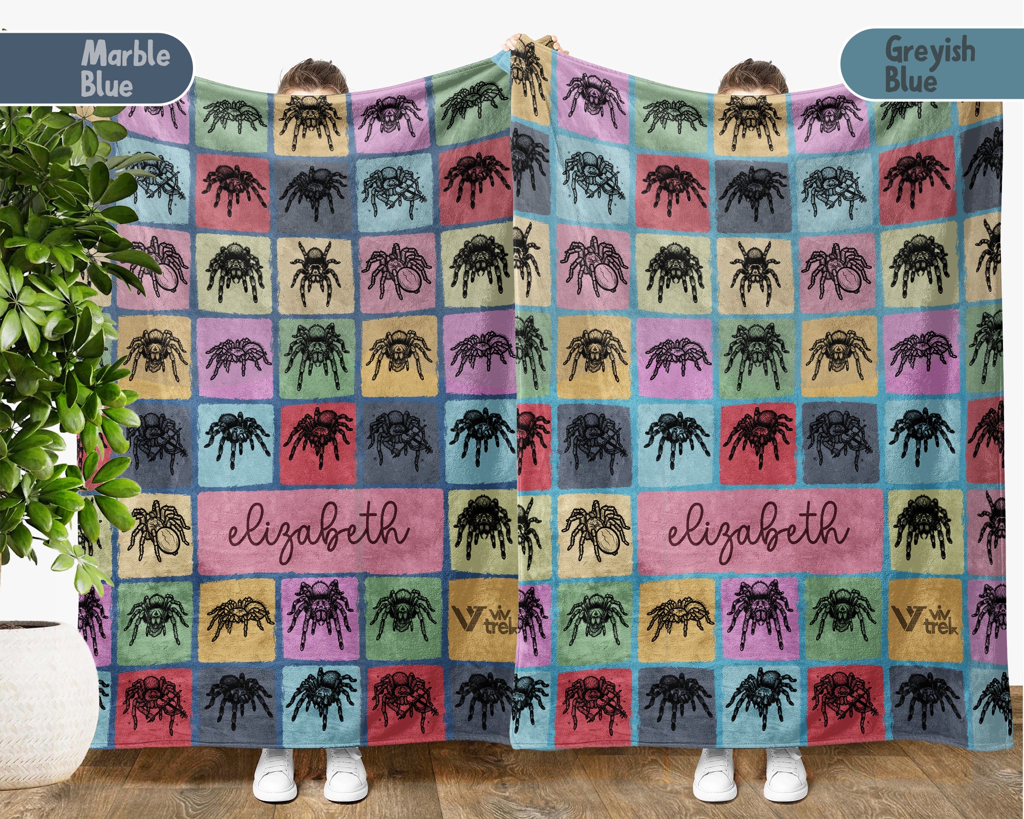 Custom Tarantula Spider Blanket Personalized Name Arachnid Lover Throw Retro Exotic Pet Gift Unique Home Decor Cozy Accent