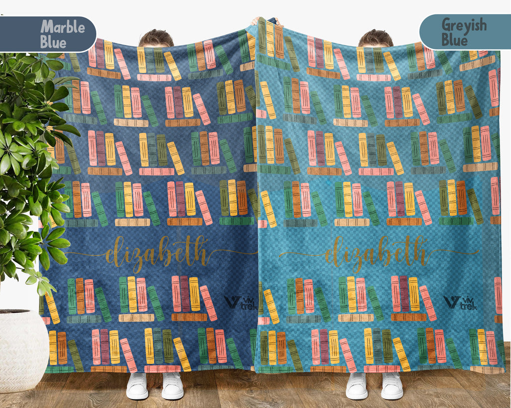 Custom Name Reading Blanket Retro Book Lover Throw Cozy Personalized Gift Soft Library Inspired Decor for Home