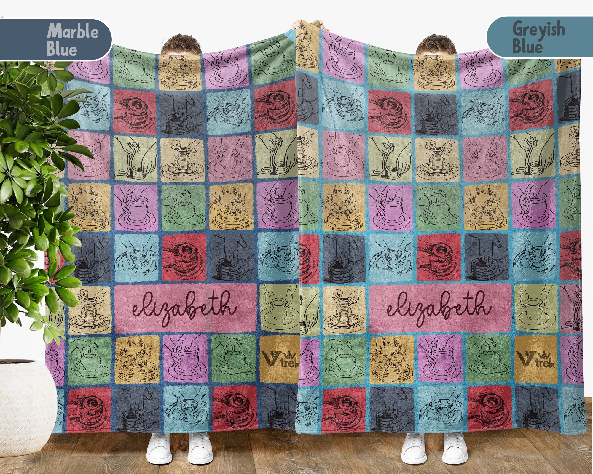 Personalized Pottery Lover Blanket – Custom Name Ceramic Art Cozy Throw