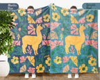 Floral Llama Blanket – Cozy Wildflower Throw for Animal Lovers
