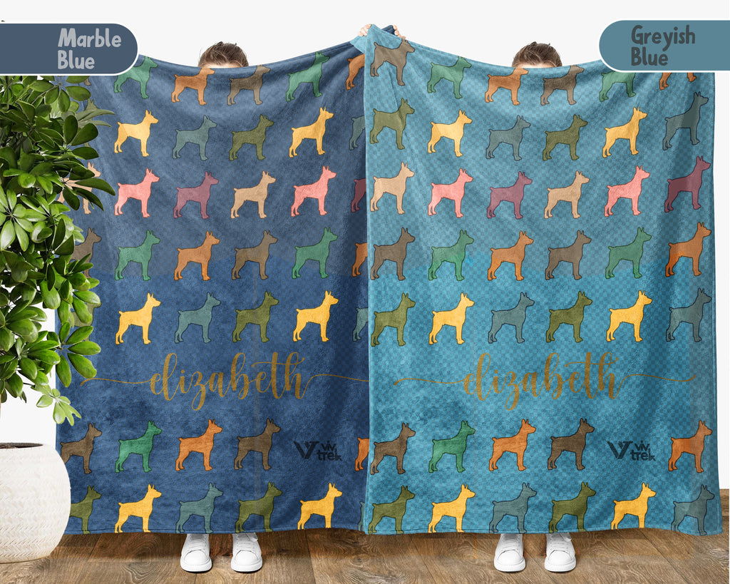 Personalized Weimaraner Dog Throw Custom Name Pet Lover Blanket Retro Silver Ghost Breed Design Unique Cozy Home Accent Gift