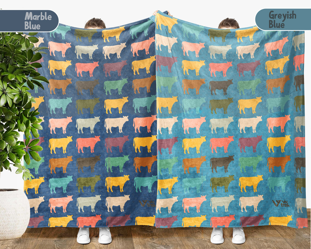 Retro Cow Blanket Gift for Dairy Farmer Cozy Farm Animal Throw Cattle Lover Decor Soft Ranch Style Home Gift
