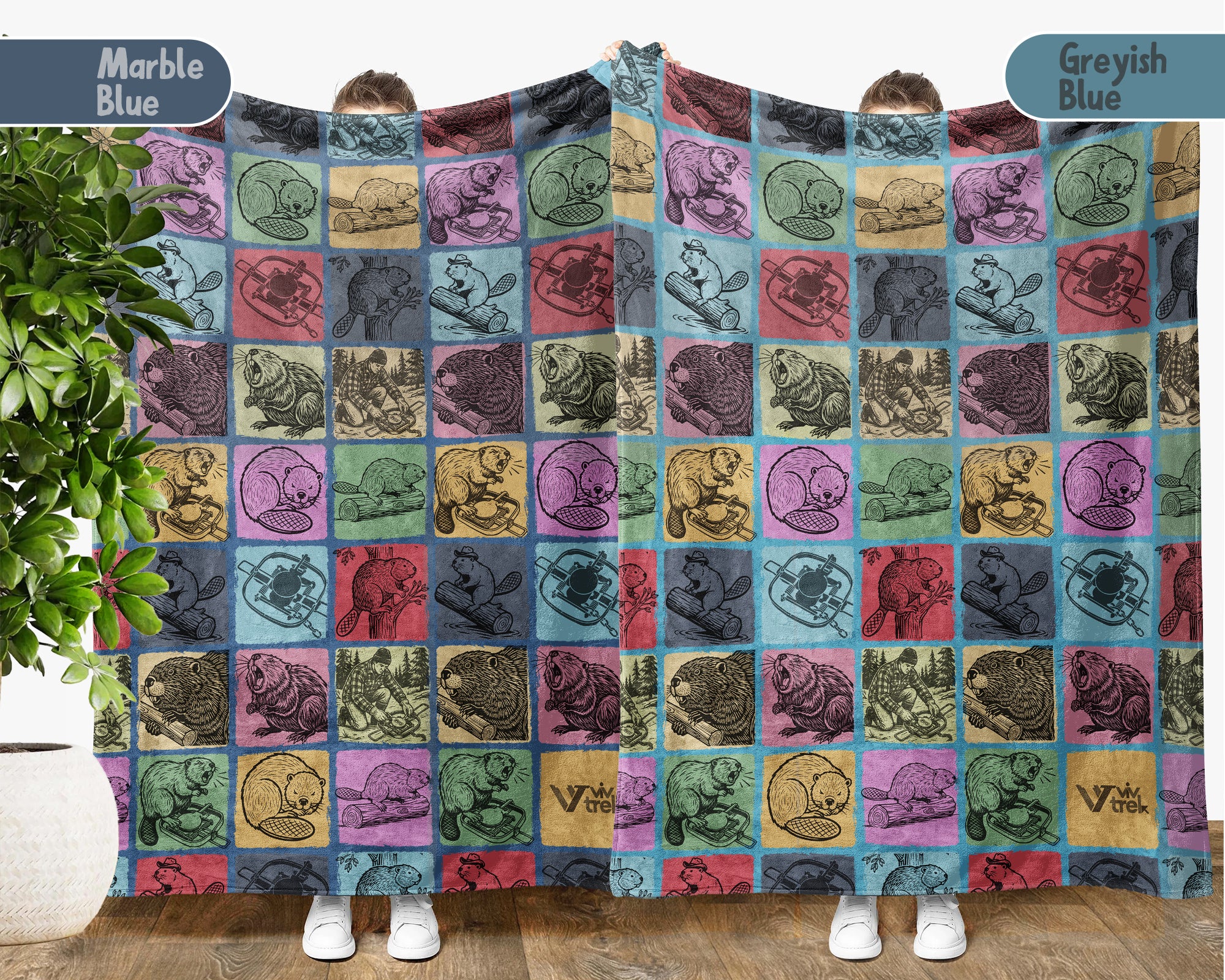 Vintage Beaver Blanket – Cozy Woodland Animal Lover Throw Gift