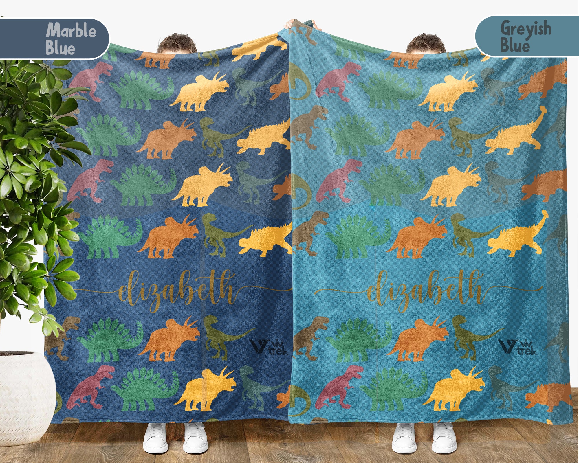Personalized Dino Blanket Custom Name Prehistoric Animal Throw Retro Dinosaur Decor Cozy Gift Unique Home Accent Idea