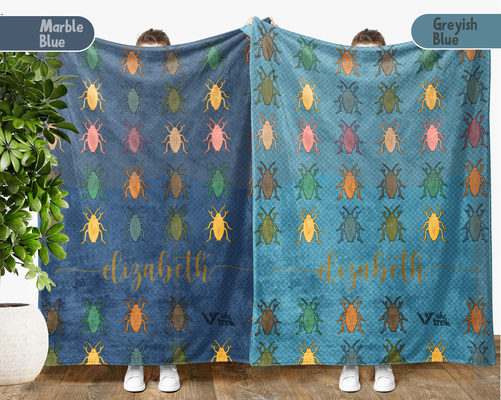 Personalized Cockroach Throw Custom Name Bug Lover Blanket Retro Roach Design Science Nature Entomologist Gift Home Accent Decor
