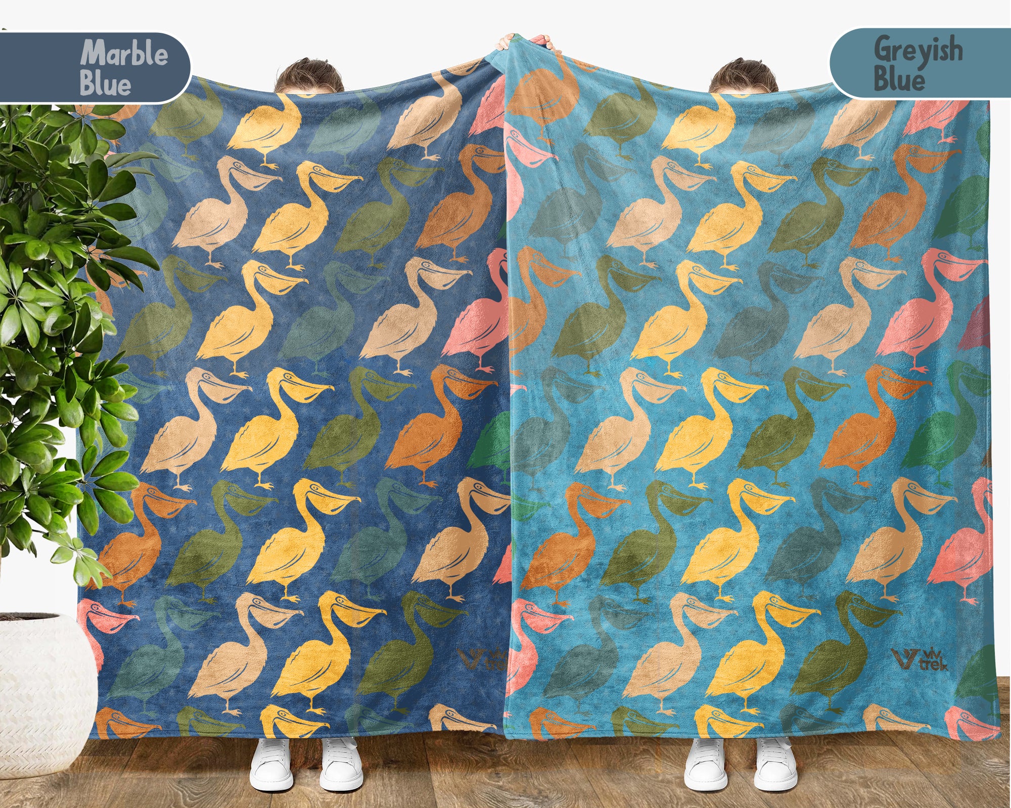 Cozy Pelican Throw Blanket – Vintage Coastal Wildlife Gift for Bird Lovers