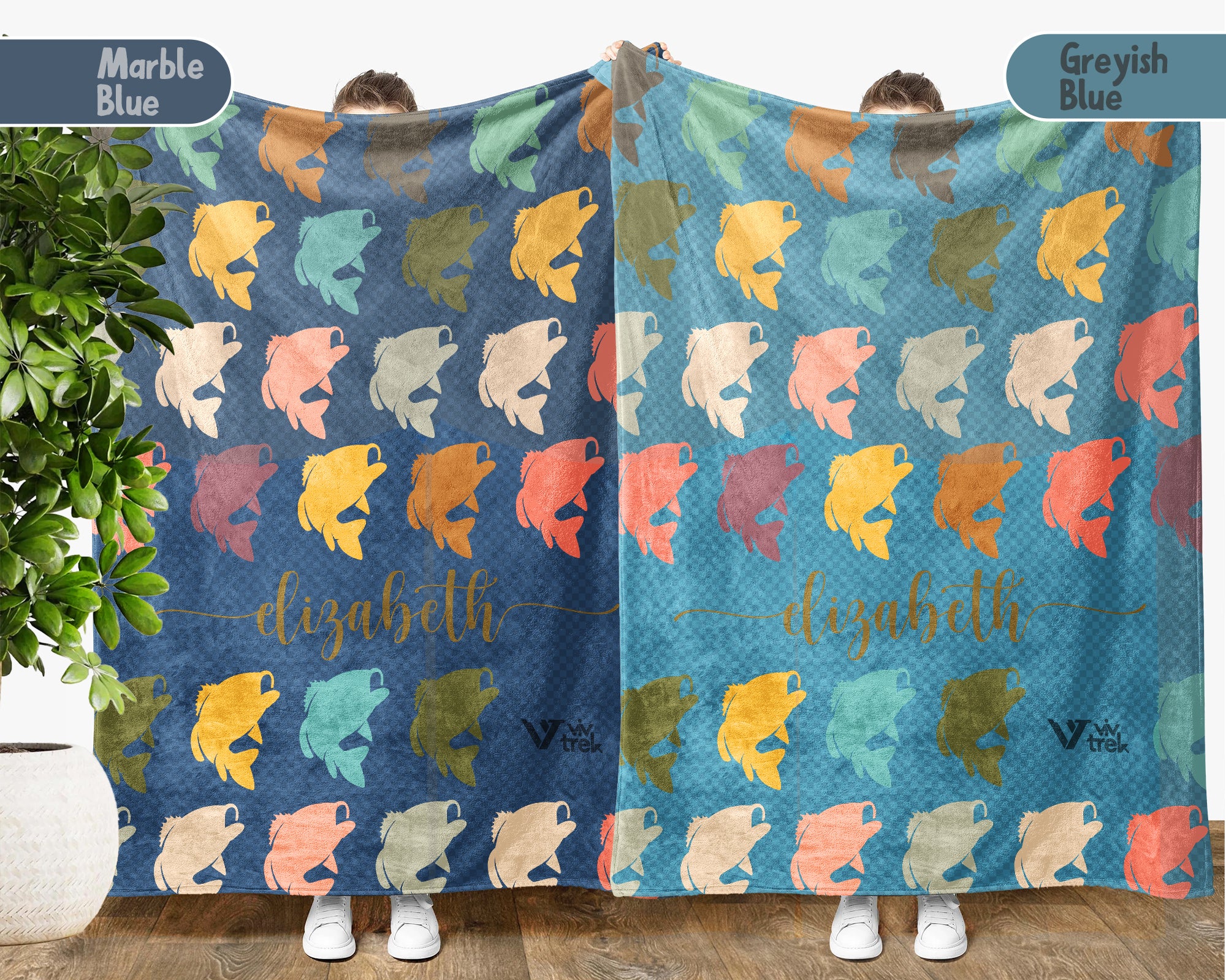 Custom Name Fishing Blanket, Personalized Outdoor Throw, Cozy Fisherman Gift for Cabin and Lake House Decor