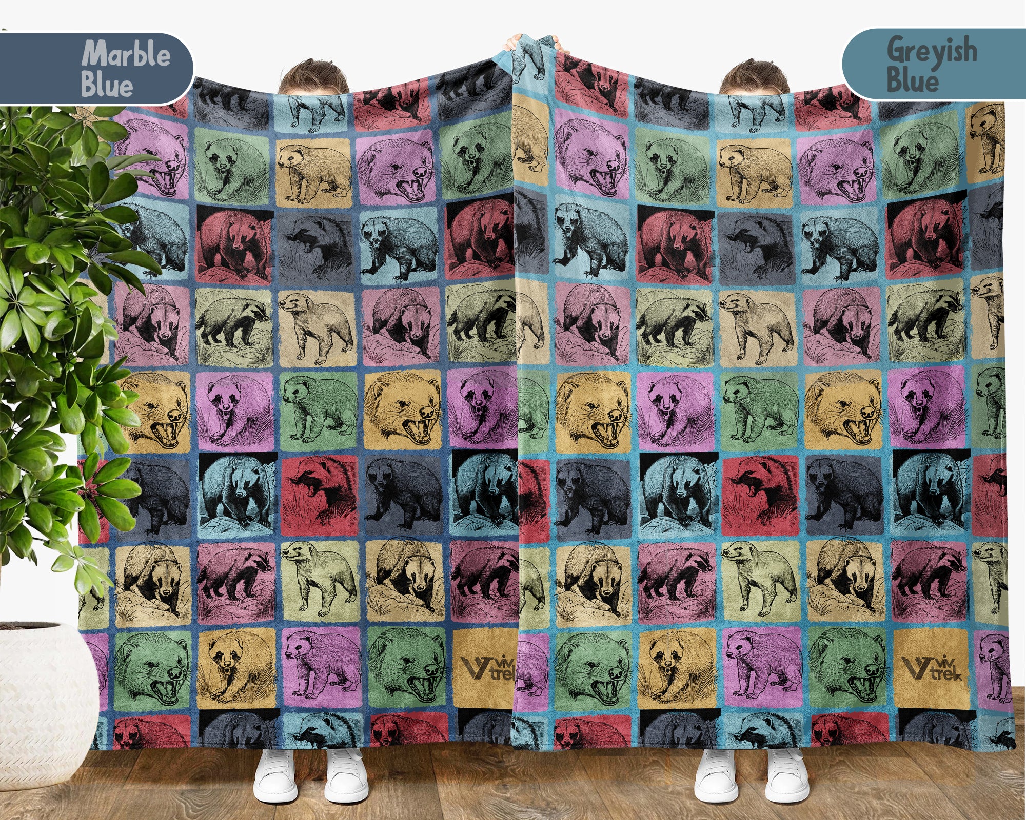 Vintage Honey Badger Throw Blanket – Cozy Wildlife Animal Gift