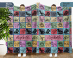 Custom Dinosaur Blanket Personalized Name Retro Dino Throw Cozy Prehistoric Animal Decor Unique Paleontology Gift Home Accent