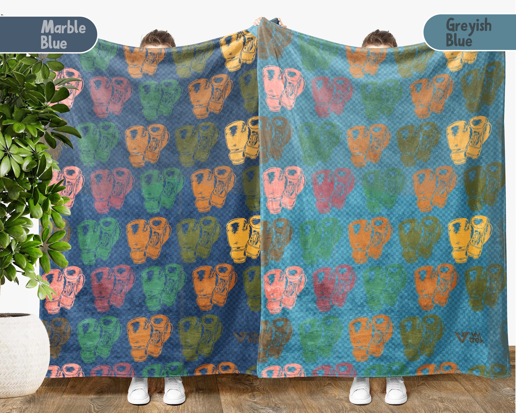 Retro Boxing Lover Blanket Cozy Sports Throw for Athletes Soft Gloves Design Fleece Blanket Unique Fitness Gift Decor