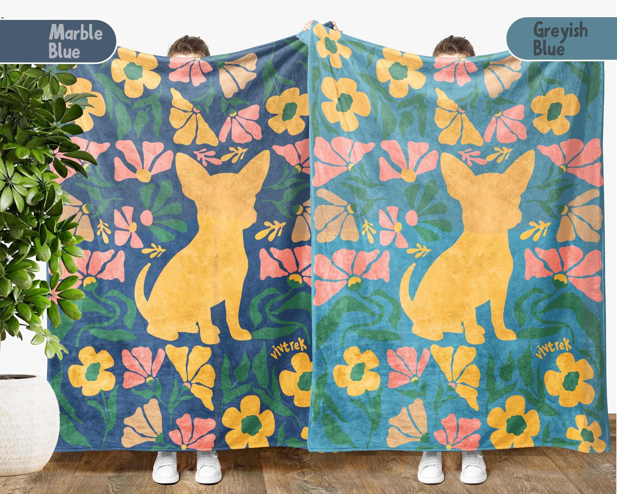 Floral Chihuahua Blanket – Cozy Vintage Dog Lover Throw