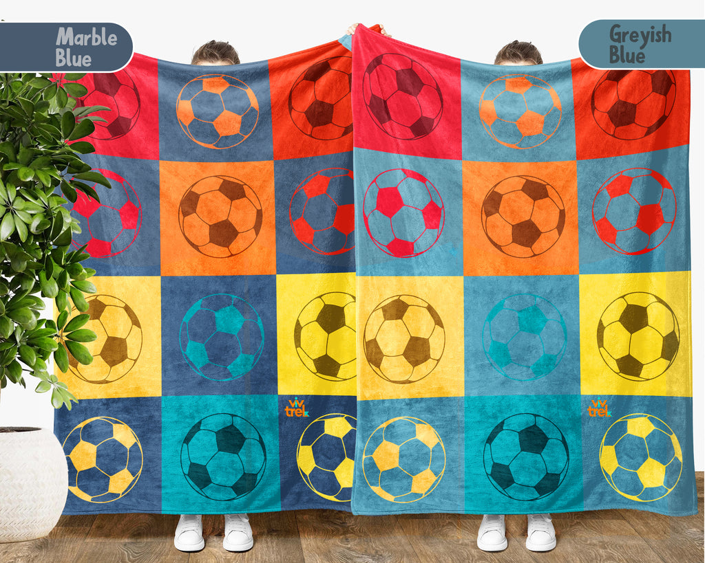 Retro Soccer Lover Blanket Gift, Cozy Soccer Throw for Players, Unique Football Fan Decor, Cool Sports Graphic Blanket, Soccer Room Accent