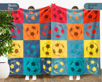 Retro Soccer Lover Blanket Gift, Cozy Soccer Throw for Players, Unique Football Fan Decor, Cool Sports Graphic Blanket, Soccer Room Accent