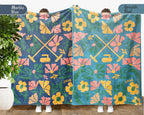 Curling Floral Blanket – Cozy Winter Sports Lover Throw