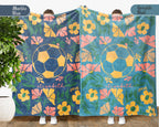 Custom Name Soccer Floral Blanket, Personalized Football Fan Throw, Cozy Sports Gift for Players and Soccer Lovers Room Decor
