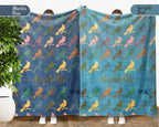 Custom Name Cardinal Blanket Retro Bird Lover Throw Cozy Personalized Gift Soft Wildlife Decor for Home