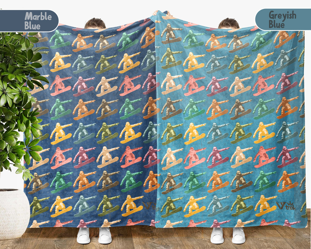 Vintage Snowboarding Blanket – Cozy Throw for Winter Sports Lovers