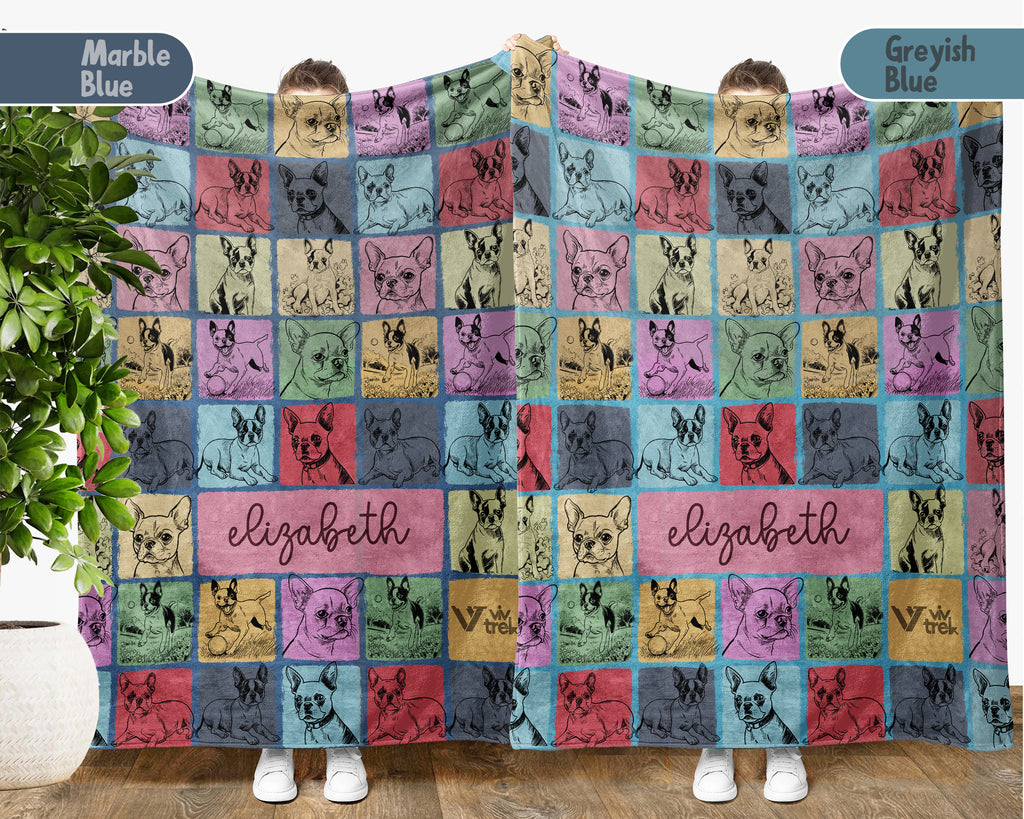 Custom Name Boston Terrier Blanket Personalized Dog Lover Throw Gift