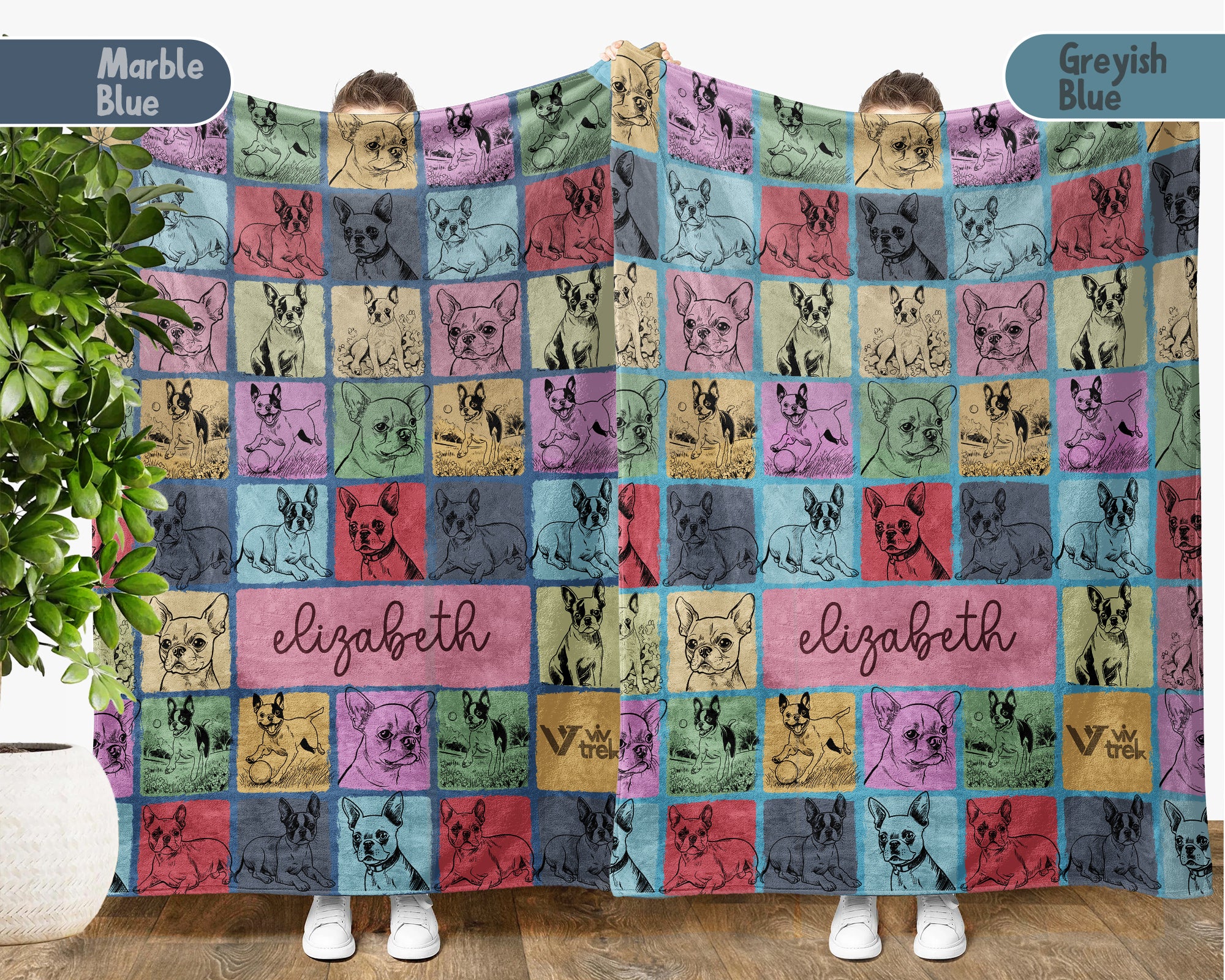 Custom Name Boston Terrier Blanket Personalized Dog Lover Throw Gift