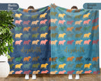 Custom Name Capybara Blanket – Vintage Style Animal Lover Throw